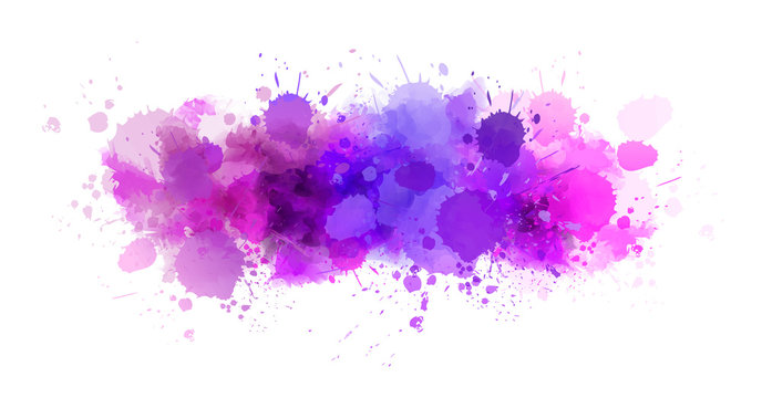Purple splash watercolor blot line
