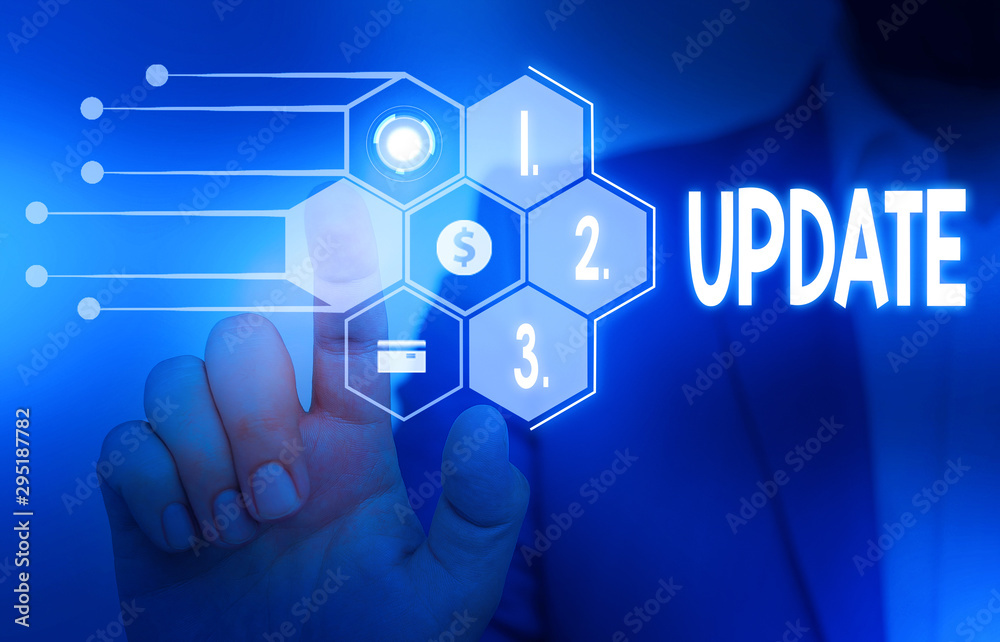 Poster writing note showing update. business concept for by adding new information or making corrections up