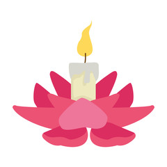 lotus candle icon, flat colorful design