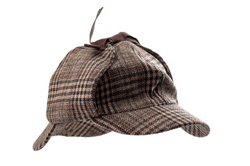 Vintage investigator and retro inspector conceptual idea with deerstalker type hat or Sherlock...