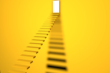 3d illustration. Ladder on yellow wall background. Business concept. - Ilustración
