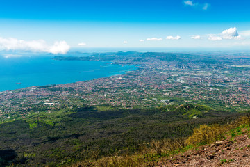 The Italian city of Naples viewed from Mount Vesuvius