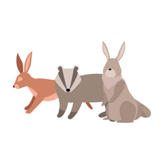 cartoon rabbits and raccoon design