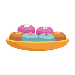 bowl with mooncakes, flat design