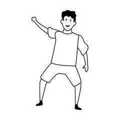 happy boy dancing icon, flat design