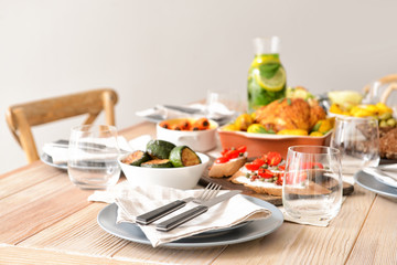 Table set for big family dinner