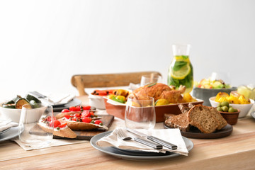 Table set for big family dinner