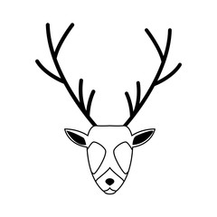 horned deer head icon, flat design