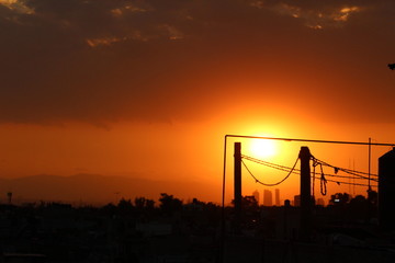 sunset in the city