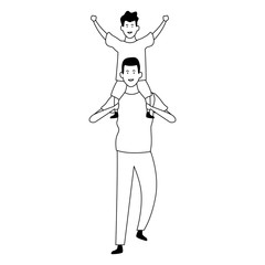 cartoon dad and son, flat design.