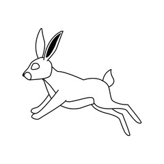 cartoon rabbit jumping icon, flat design