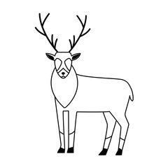 horned deer icon, black and white design.