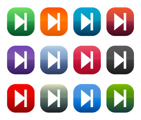 Next track icon shiny square buttons set illustration design