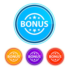 Bonus badge icon flat design round buttons set illustration design
