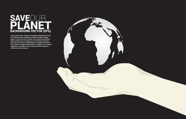 World globe in human hand. background for take care and save the world.