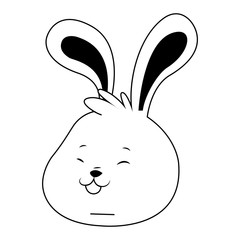 Cartoon Rabbit showing the tongue, flat design
