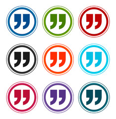Quote icon flat round buttons set illustration design