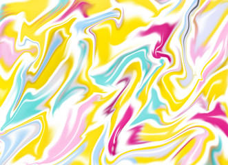 Digital fluid art design, imitation of marble stone or liquids. Colorful and vibrant abstract background