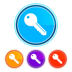 Key icon flat design round buttons set illustration design