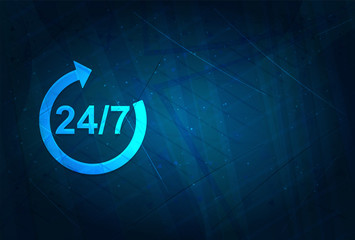 24/7 rotate arrow icon futuristic digital abstract blue background
