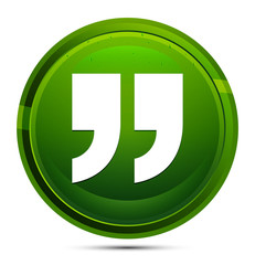 Quote icon glassy green round button illustration