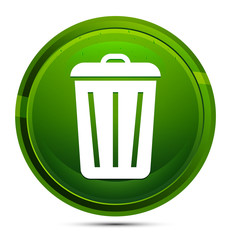 Bin icon glassy green round button illustration