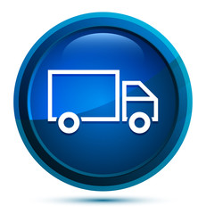 Delivery truck icon elegant blue round button illustration