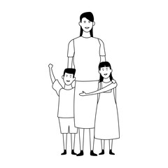 mother with her kids icon, flat design