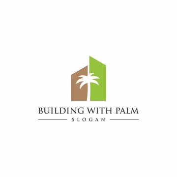 real estate logo building with palm