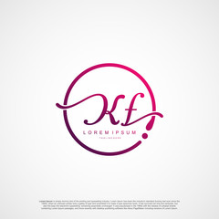 Initial Letter KF Logo Elegant Minimalist Signature Modern Logotype.
