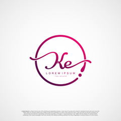 Initial Letter KE Logo Elegant Minimalist Signature Modern Logotype.