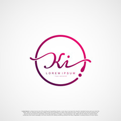 Initial Letter KI Logo Elegant Minimalist Signature Modern Logotype.