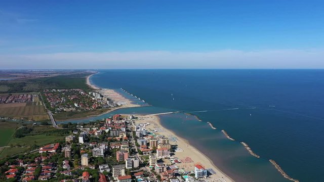 Popular beaches of Italy on the Adriatic Sea. Rimini