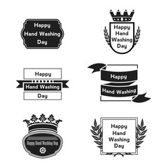 world hand washing day in the form of vintage logos and writing, black and white