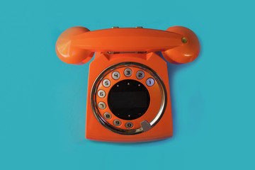 Orange vintage telephone retro style