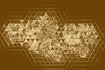 Gold mosaic abstract element and kaleidoscope backdrop, background.