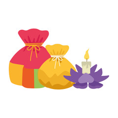 lotus candle and lucky bag, colorful design