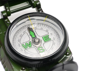 Compass for navigation on a white background