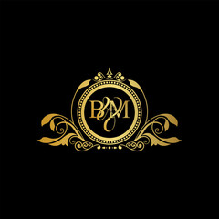 Initial Letter BB logo luxury vector mark, gold color elegant classical symmetric curves decor.