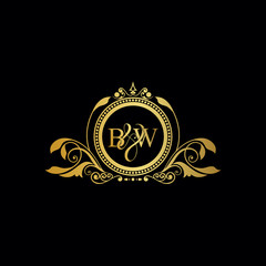 Initial Letter BB logo luxury vector mark, gold color elegant classical symmetric curves decor.