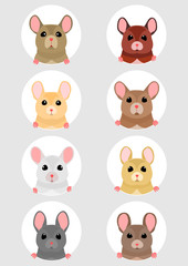 cute mice face set