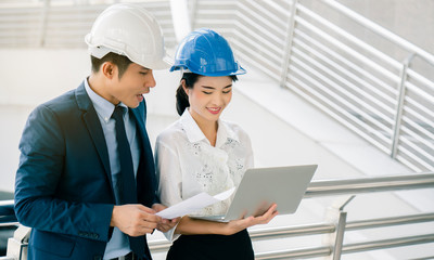 Quality engineers or construction teamwork. Safety concern for engineering or building work site or...