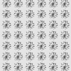 Floral Essentials seamless pattern with black and white artichoke flower buds.