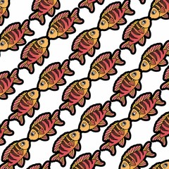 The Amazing of Cute Fish Cartoon Funny Character, Pattern Wallpaper