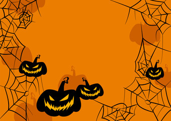 Orange Halloween Creepy Pumpkins and Cobwebs Frame