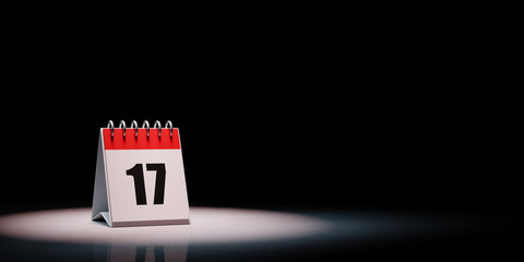 Calendar Spotlighted on Black Background, Day 17