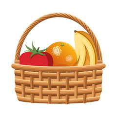 Fototapeta na wymiar basket with healthy fruits design