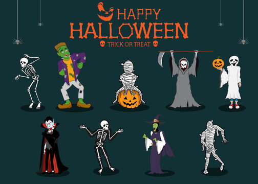 collection set of halloween monster costume