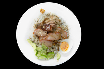 Barbecued red pork in sauce with rice