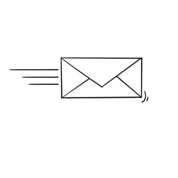 recommend clip art: Send letter, Envelope, Message email, with doodle handdrawn style